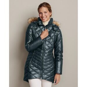 Eddie Bauer EB 550 Premium Goose Down Stine Puffer Parka Coat Jacket sz.Large P